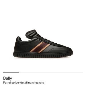 Bally Black Sneakers with Brown Stripes